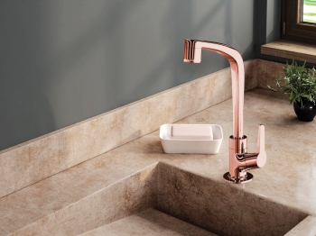Lorenzetti inova com primeira linha de torneiras e acessórios plásticos na cor Rose Gold